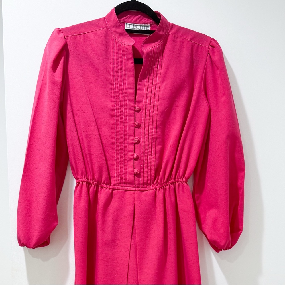 70s Leslie Fay Pink Barbiecore Dress